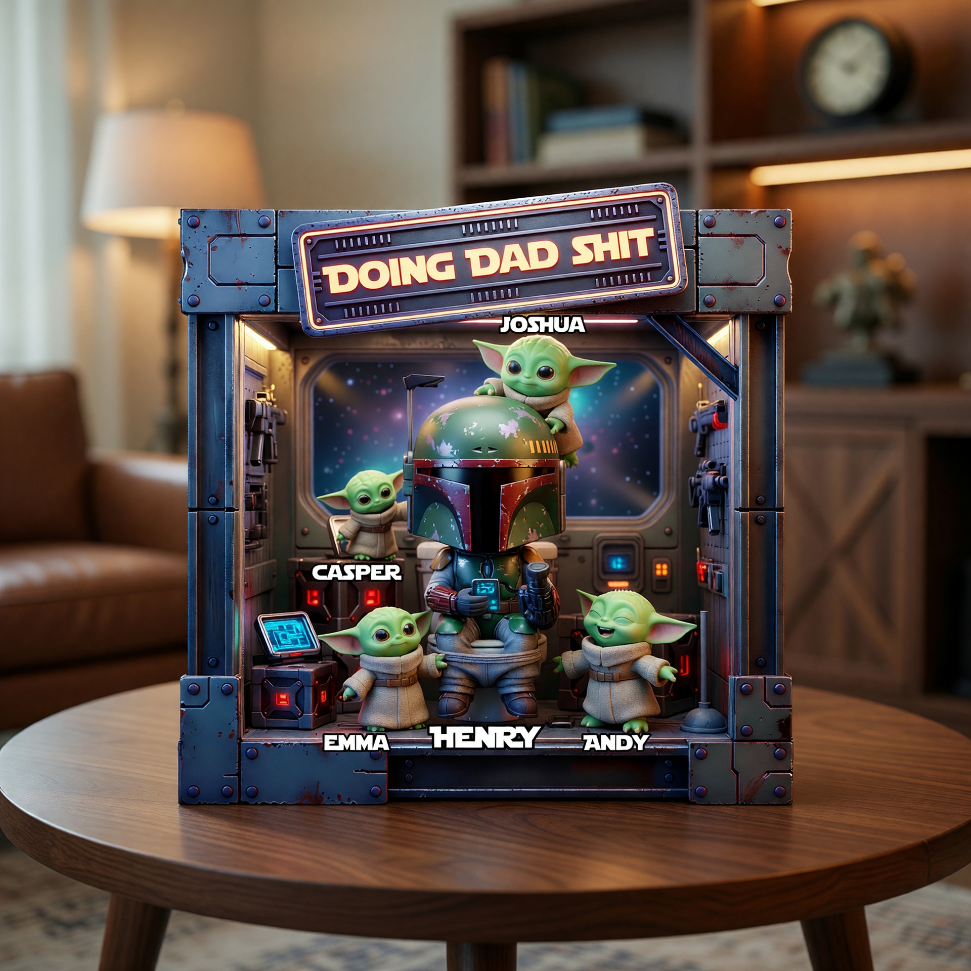 Custom Space Dad Plaque, Personalized Galactic Dad Gift, Custom Family Acrylic Plaque, Funny Sci-Fi Inspired Father Keepsake, Gift For Dad From Kids