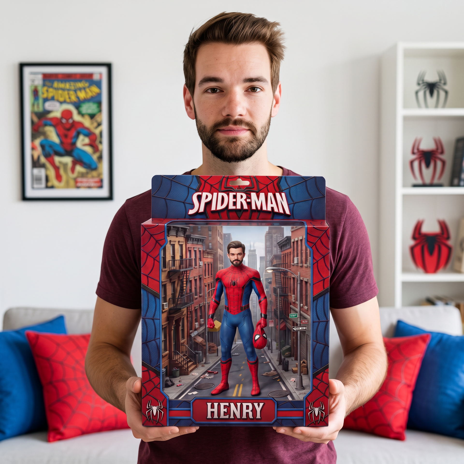 Custom Photo Name Superhero Box Plaque, Personalized Hero Display Collectible, Gift for Superhero Fans hn07082026