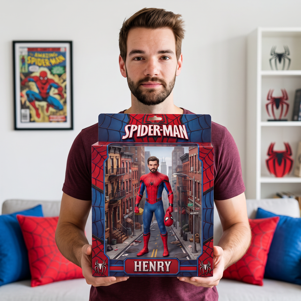 Custom Photo Name Superhero Box Plaque, Personalized Hero Display Collectible, Gift for Superhero Fans hn07082026