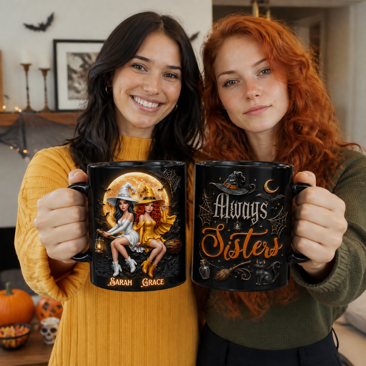 Custom Photo Name Witch Mug, Personalized Halloween Coffee Cup, Gift for Fans Of Witch and Friends hn11082026