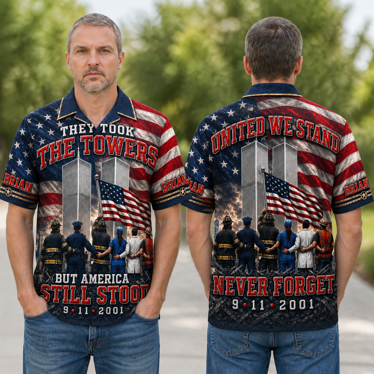 Custom Name Patriotic T Shirt, Personalized Memorial Graphic Tee, Gift for Veterans, Patriots and American Pride Supporters hn12082026