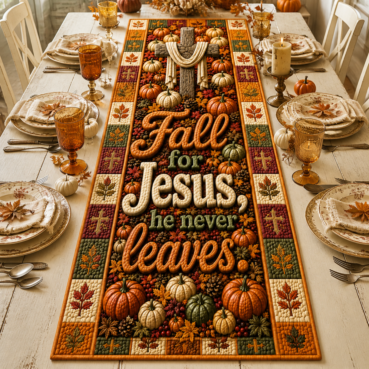 Thanksgiving Christian Rug, Faith Inspirational Table Runner Rug, Gift for Christian Family and God Believers hn13082026
