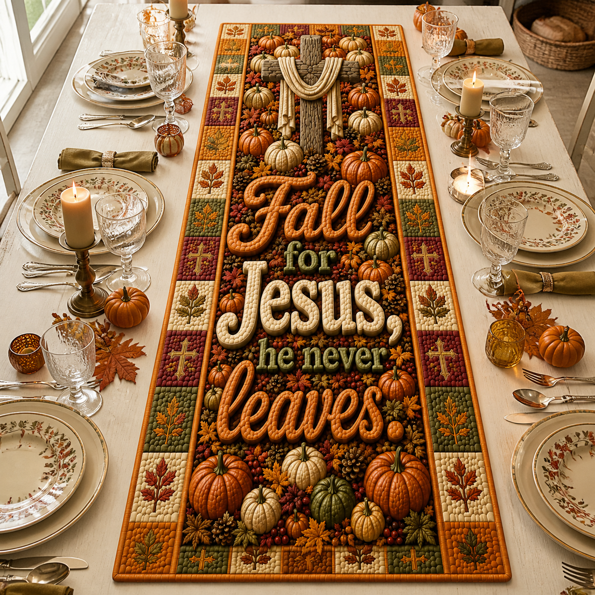 Thanksgiving Christian Rug, Faith Inspirational Table Runner Rug, Gift for Christian Family and God Believers hn13082026