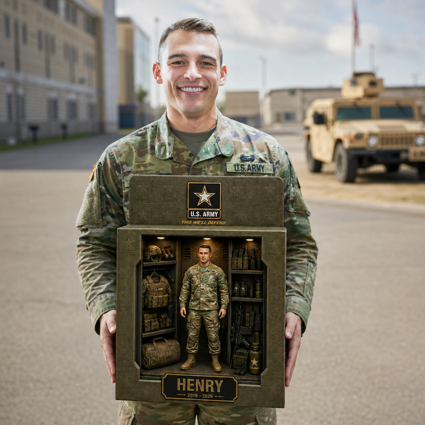 Custom Photo Armed Forces Locker Room Box Plaque - Personalized Military Veteran Tribute Gift