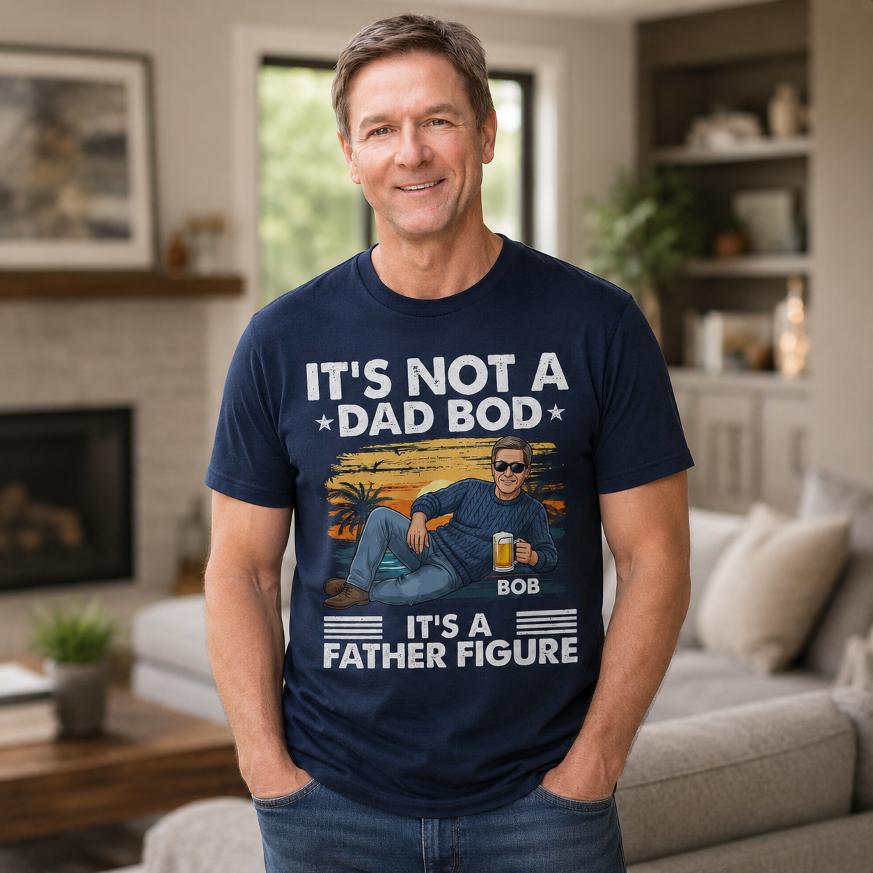 Custom Photo Shirt, Sweatshirt, Hoodie For Dad, It’s Not A Dad Bod It’s A Father Figure, Funny Personalized Dad Gift