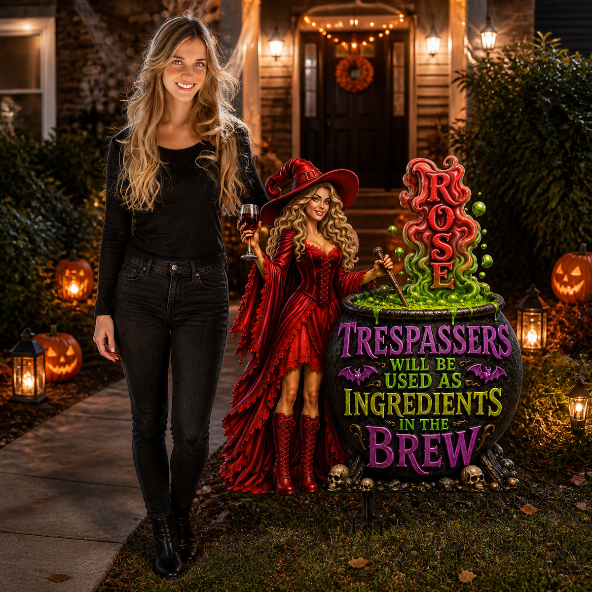 Custom Photo Name Witch Metal Sign, Personalized Halloween Witch Wall Decor, Gift for Witch Lovers 14082026