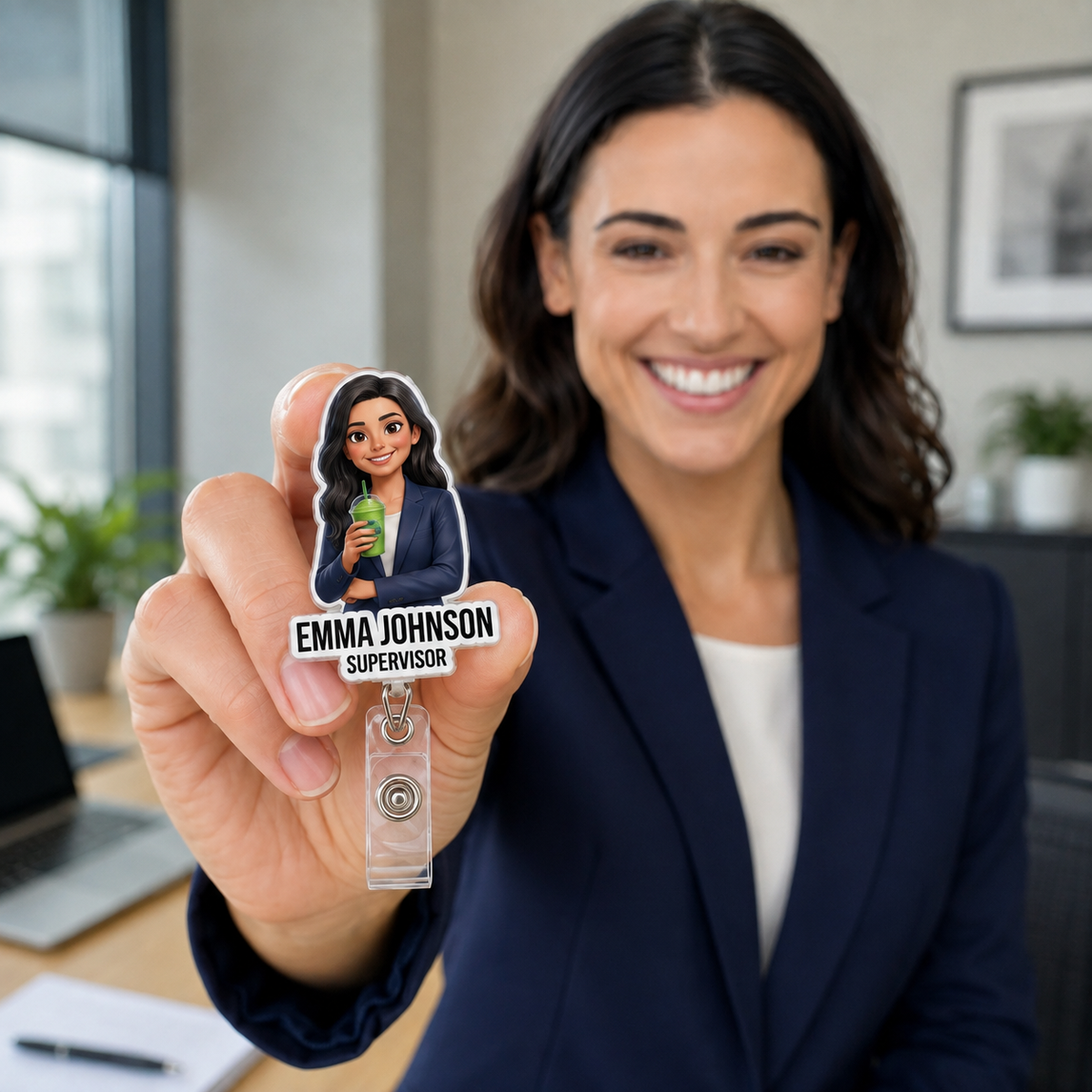 Custom Photo Name Acrylic Badge Reel, Personalized Teacher ID Holder, Gift for Teachers, Coworkers, Bosses and Friends hn05092026