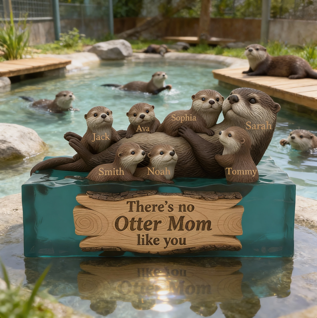 Personalized Otter Mom Custom Shape Gift – Custom Names Family Gift for Mom