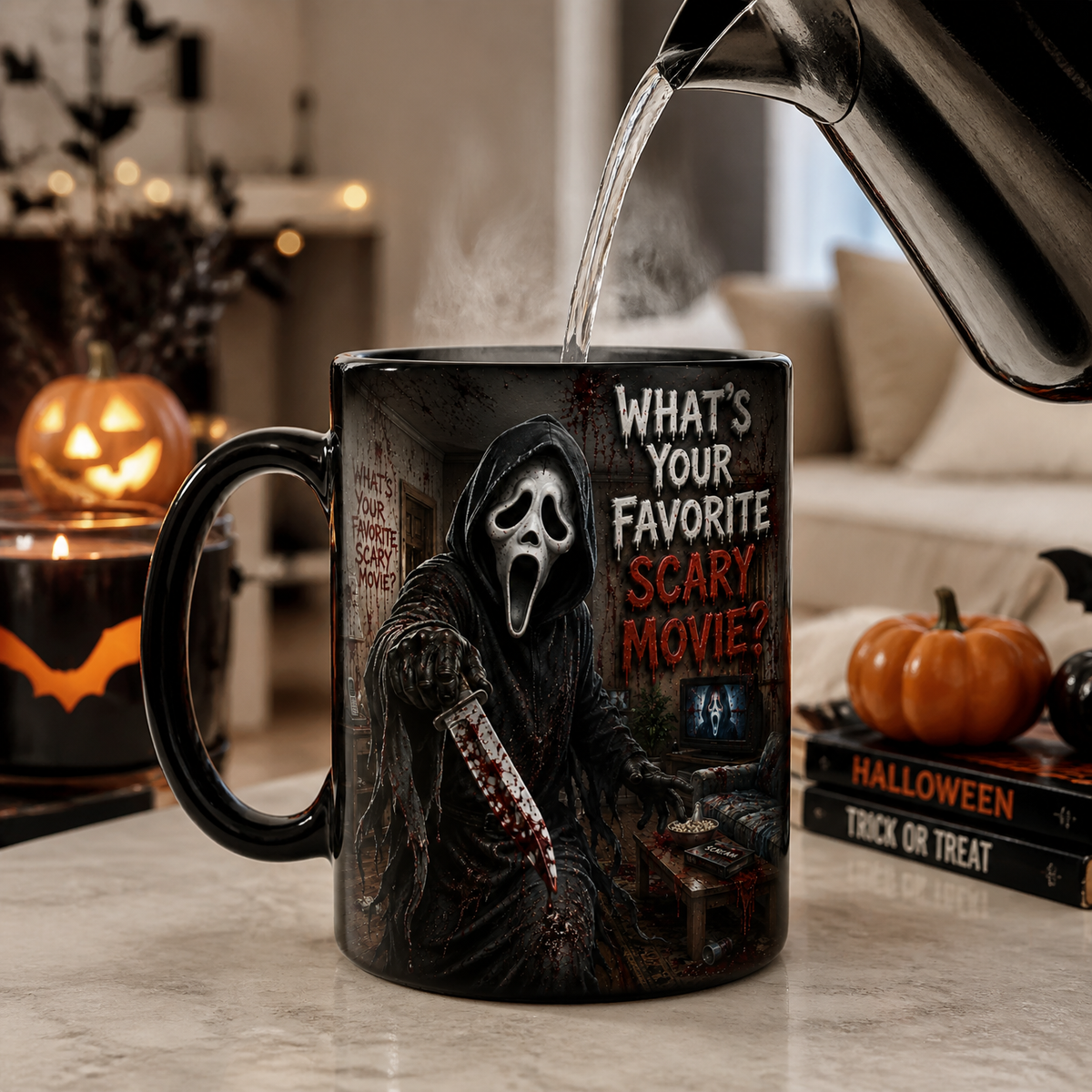 Horror Graphic Mug, Scary Clown Mug, Halloween Gift for Horror Fans HN14082026