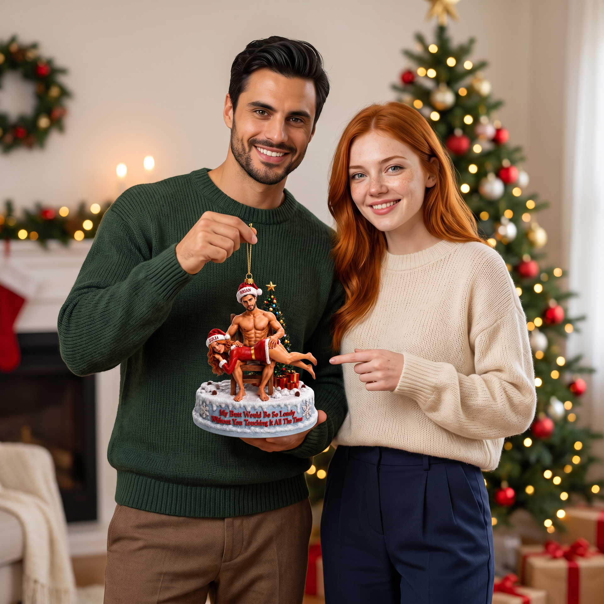 Custom Couple Photo Name Christmas Ornament, Personalized Romantic Keepsake Decoration, Gift for Couples hn13082026