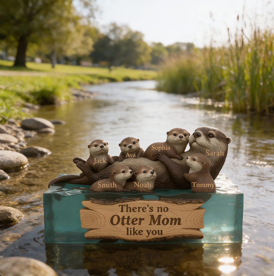 Personalized Otter Mom Custom Shape Gift – Custom Names Family Gift for Mom