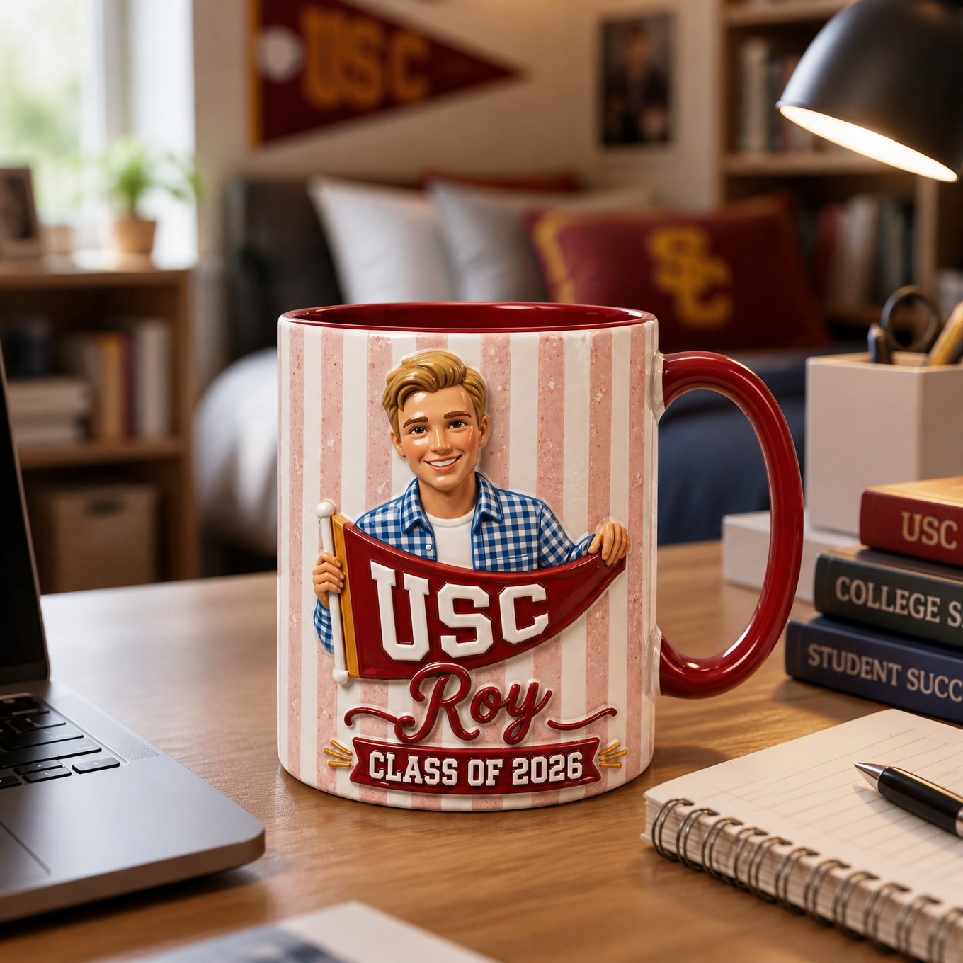 Custom Photo College Pennant Mug - Personalized Class of 2030 University Acceptance Gift