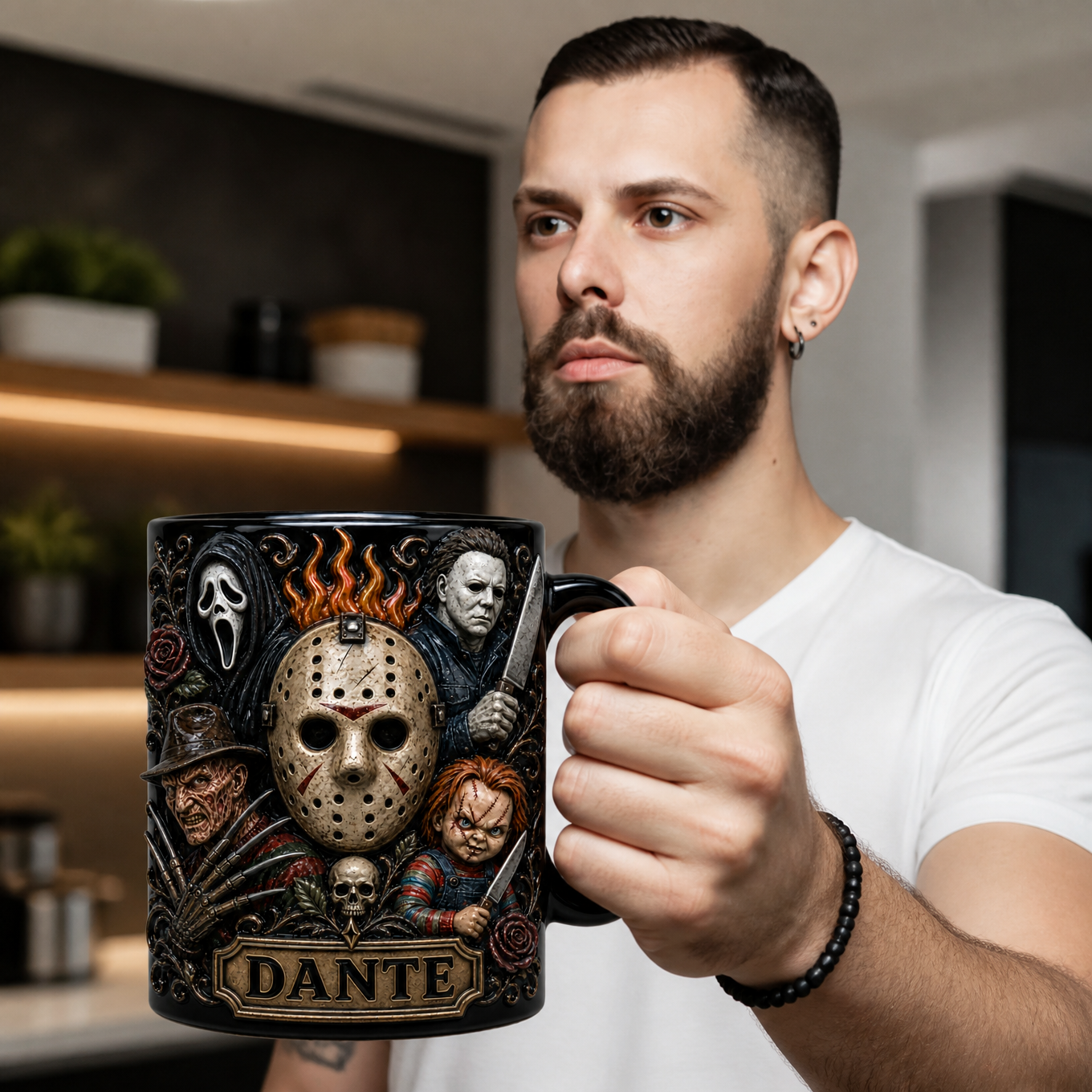 Custom Name Horror Mug, Personalized Scary Movie Cup, Halloween Gift for Horror Fans hn15072026