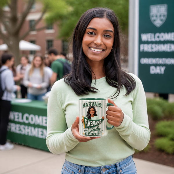 Custom Photo College Pennant Mug - Personalized Class of 2030 University Acceptance Gift