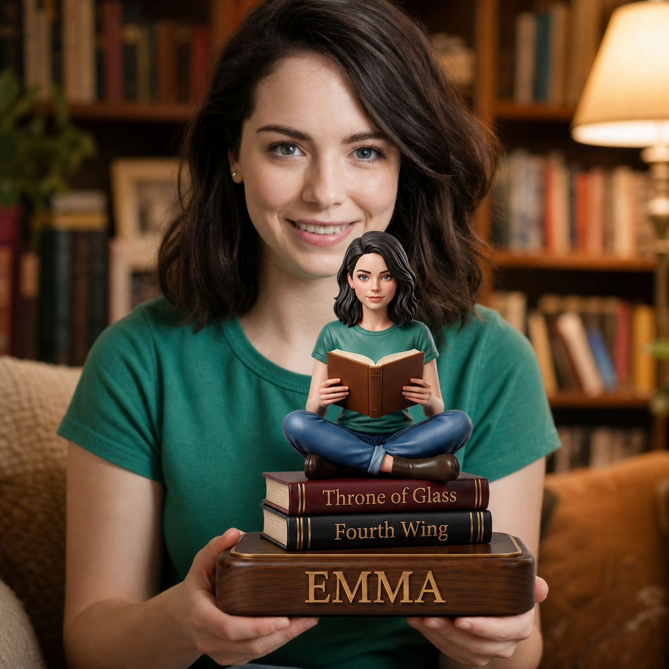 Custom Book Lover Photo Plaque, Personalized Reader Keepsake, Custom Acrylic Book Stack Plaque, Gift For Book Lovers And Bibliophiles