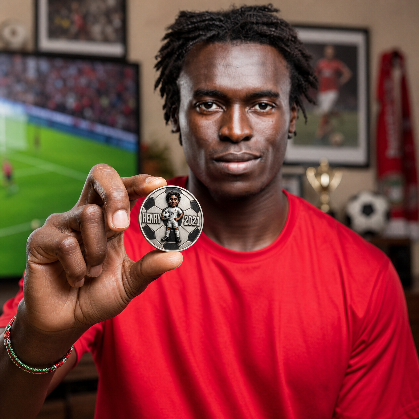 Custom Photo Soccer Challenge Coin - Personalized Football Legend Commemorative Keepsake Gift