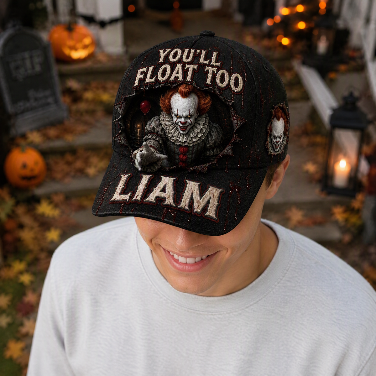 Custom Name Halloween Horror Hat, Personalized Spooky Cap, Gift for Horror Fans and Halloween Lovers hn20082026