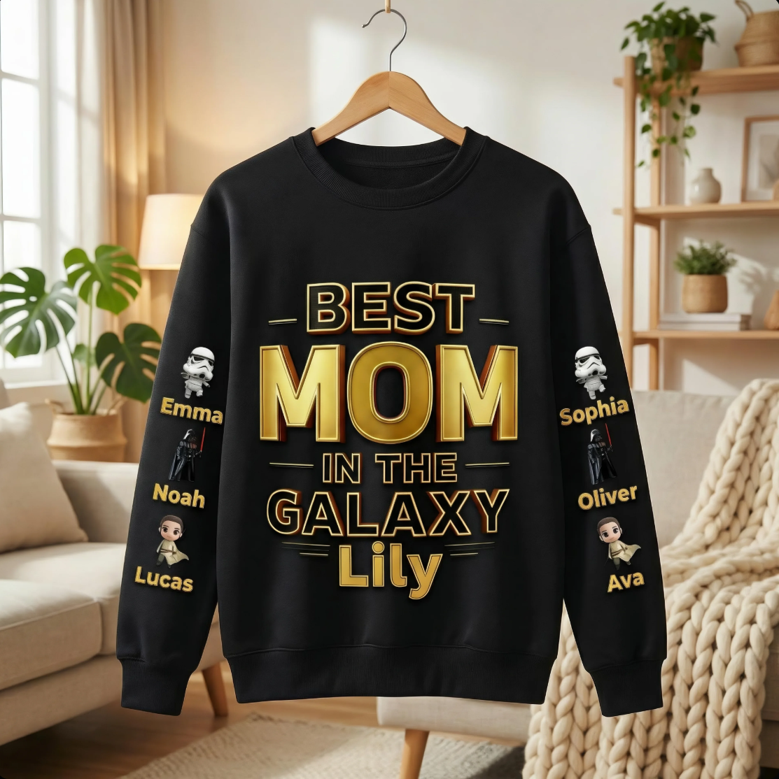 Best Mom Galaxy Personalized Sweatshirt, Hoodie – Custom Family Names Gift