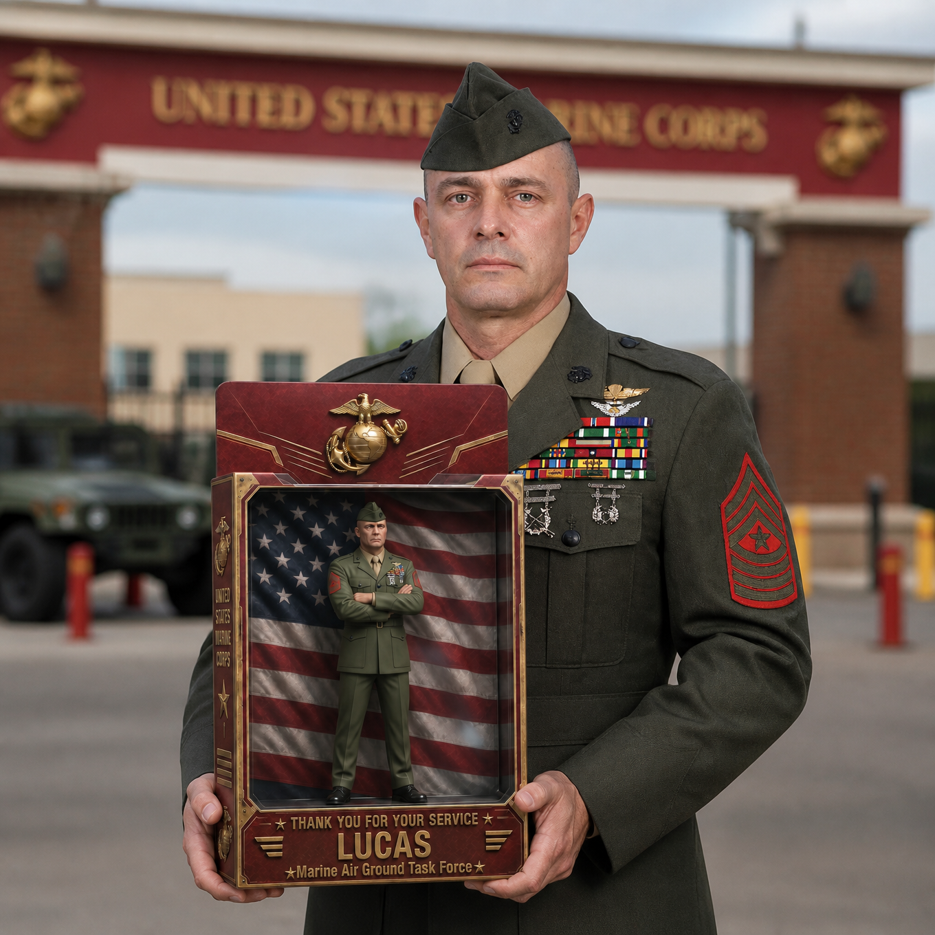 Custom Photo Armed Forces Veteran Box Plaque - Personalized US Military Hero Tribute Gift