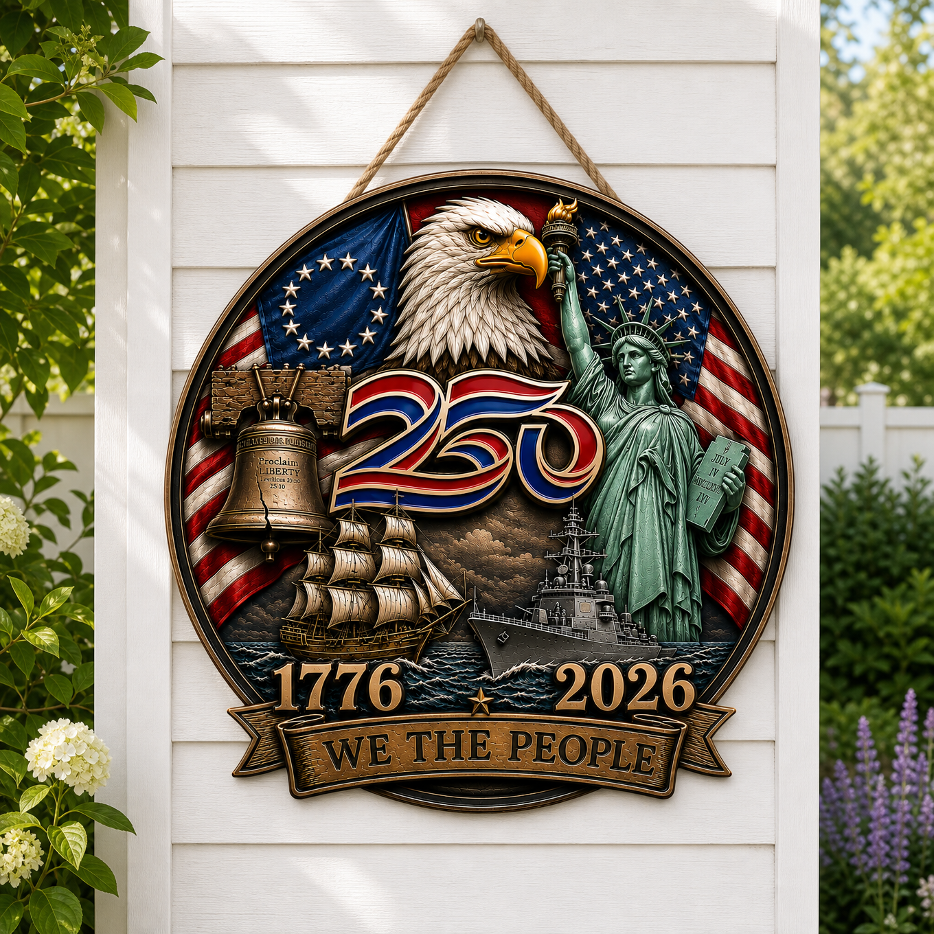 Patriotic Acrylic Door Sign, 250 Years Of Freedom Decor, 4th Of July Front Porch Decoration, American Eagle Liberty Bell Independence Day Gift