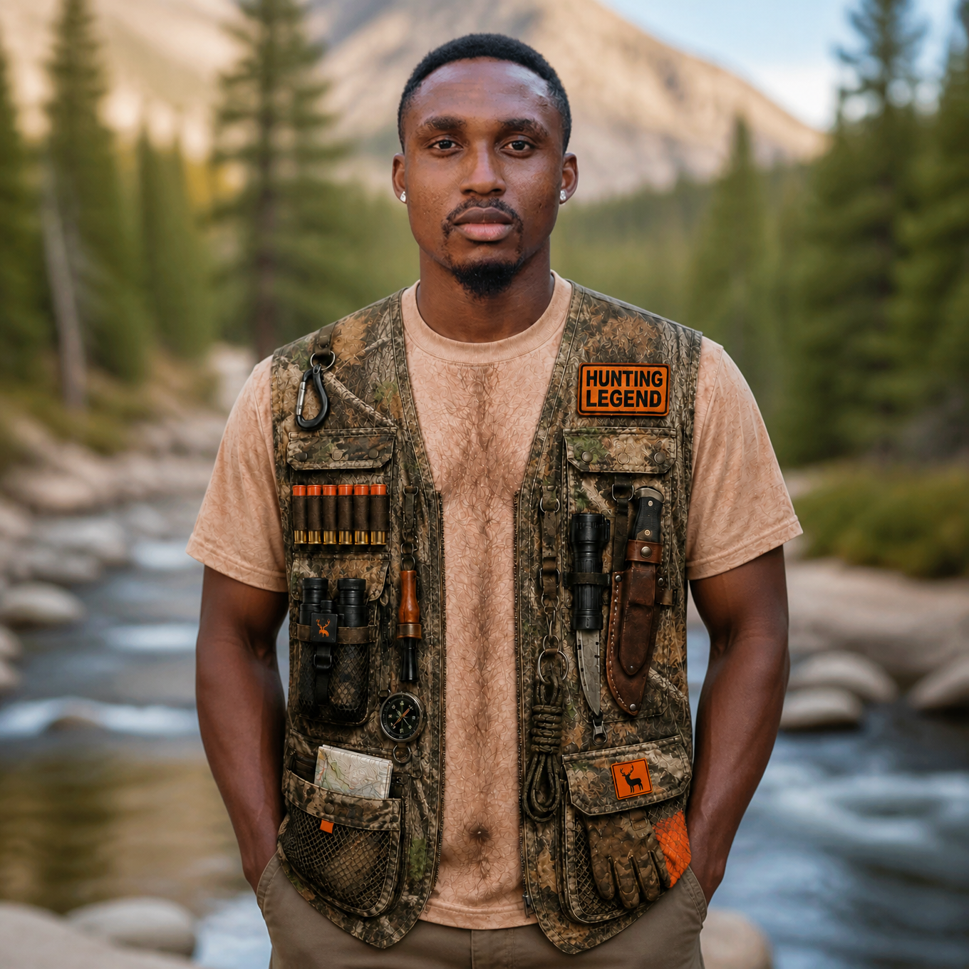 Camping Utility Vest Shirt, Outdoor Adventure T-shirt, Gift for Campers and Nature Lovers