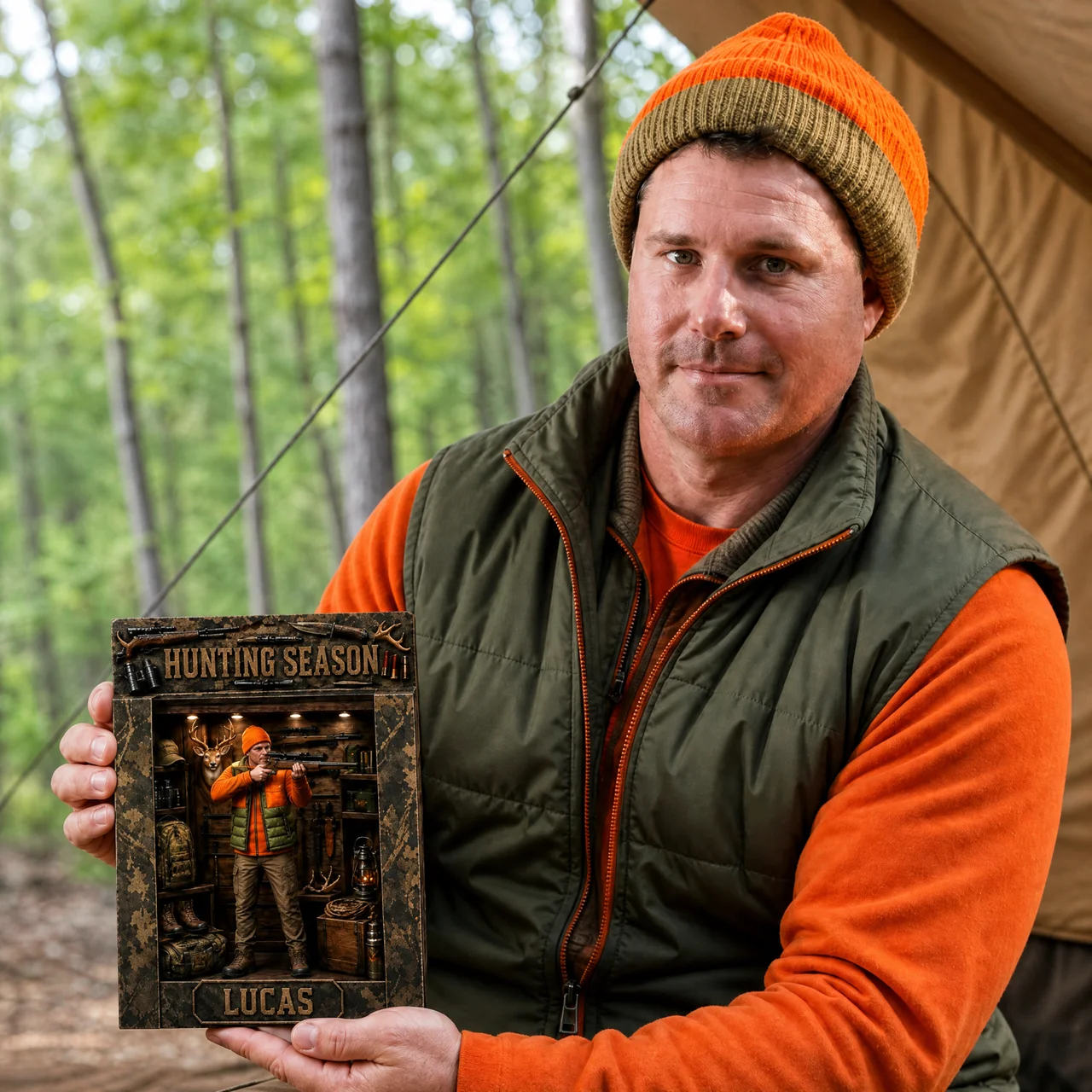 Custom Photo Hunting Season Box Plaque - Personalized Outdoorsman Cabin Decor Gift hn23072026