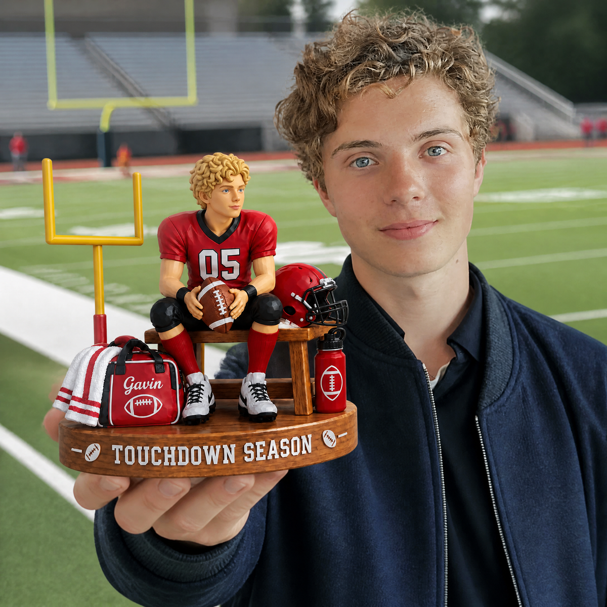 Custom Football Player Plaque With Photo and Name, Personalized Sports Display Statue, Gift for Football Fans and Athletes hn02102026