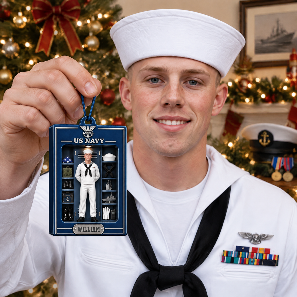 Custom Military Christmas Ornament With Photo and Name, Personalized Soldier Keepsake, Gift for Military Families, Veterans and Service Members hn06102026