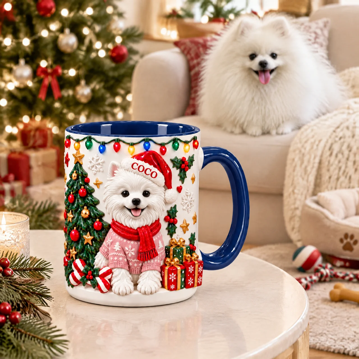Custom Christmas Dog Mug With Photo and Name, Personalized Pet Holiday Coffee Cup, Gift for Dog Lovers and Pet Parents hn05102026