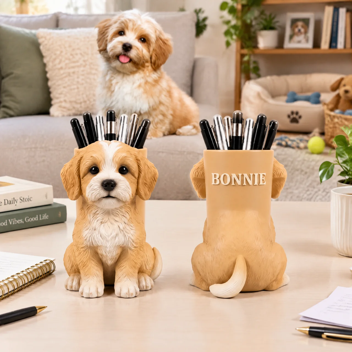 Custom Dog Pen Holder With Photo and Name, Personalized Pet Desk Organizer, Gift for Dog Lovers and Pet Parents hn05102026