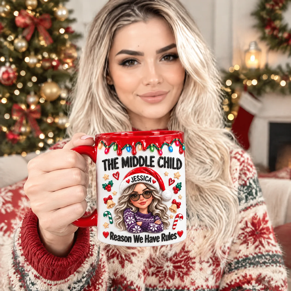 Custom Christmas Mug With Photo and Name, Personalized Holiday Coffee Cup, Gift for Family Members hn06102026
