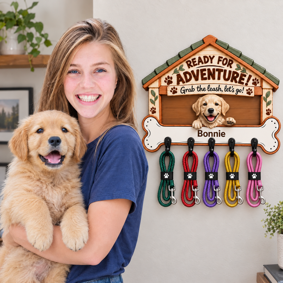 Custom Pet Key Hanger With Photo and Name, Personalized Dog Wall Decor, Gift for Pet Lovers and Pet Parents hn03102026