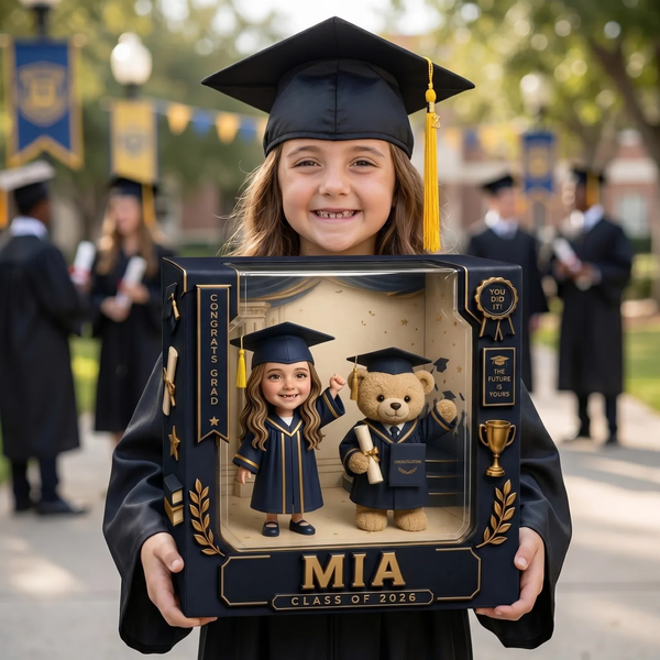 Custom Graduation Photo Plaque, Personalized Graduation Display Box, Class of 2026 Gift, Custom Name Graduate Keepsake, Kids Graduation Gift