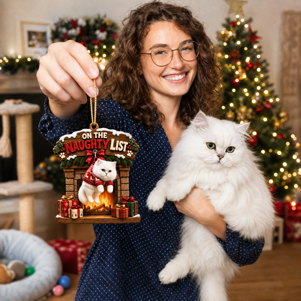 Custom Cat Christmas Ornament With Photo and Name, Personalized Pet Holiday Decoration, Gift for Cat Lovers and Pet Parents hn22092026