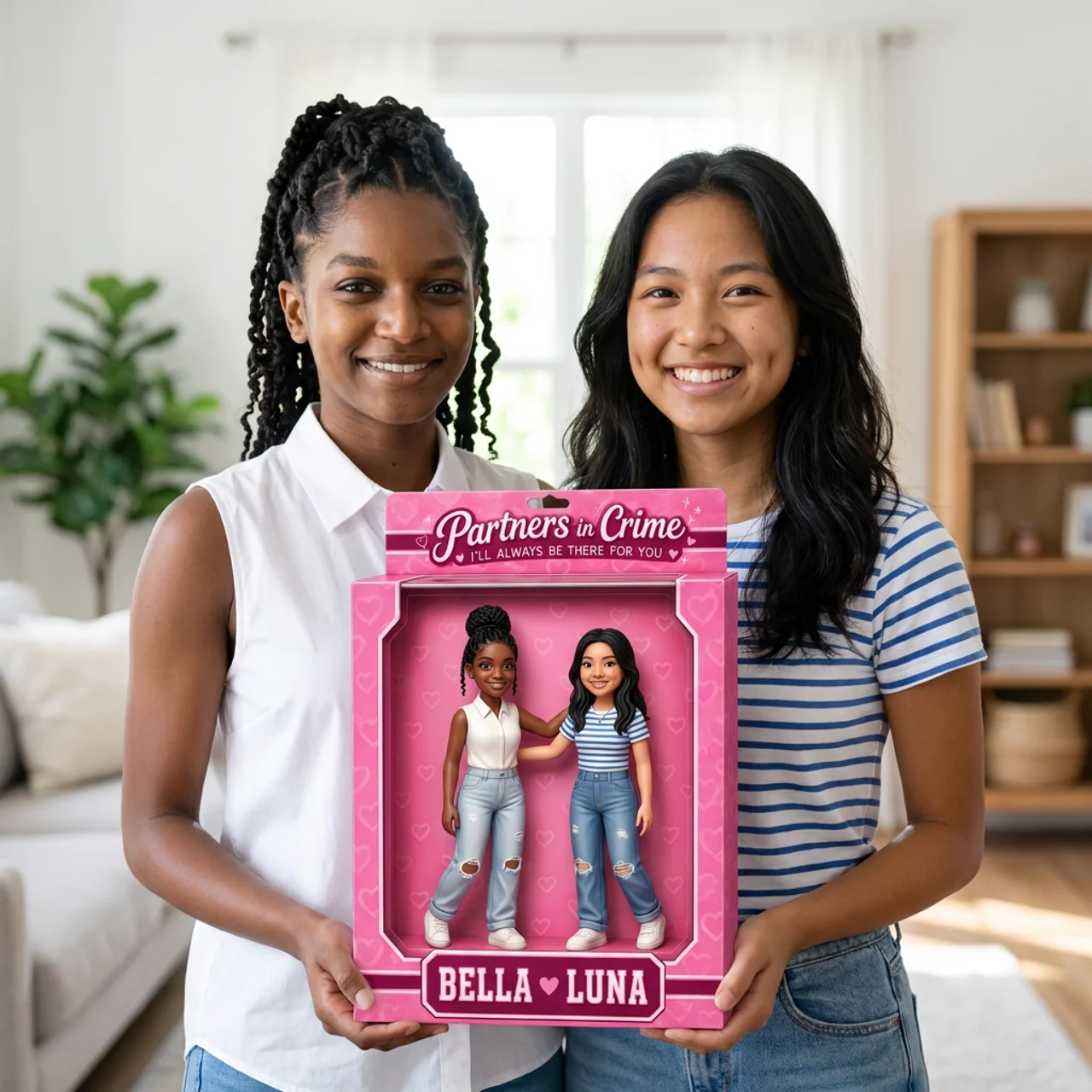 Custom Photo Name Friendship Box Plaque, Personalized Bestie Keepsake, Gift for Friends hn20072026