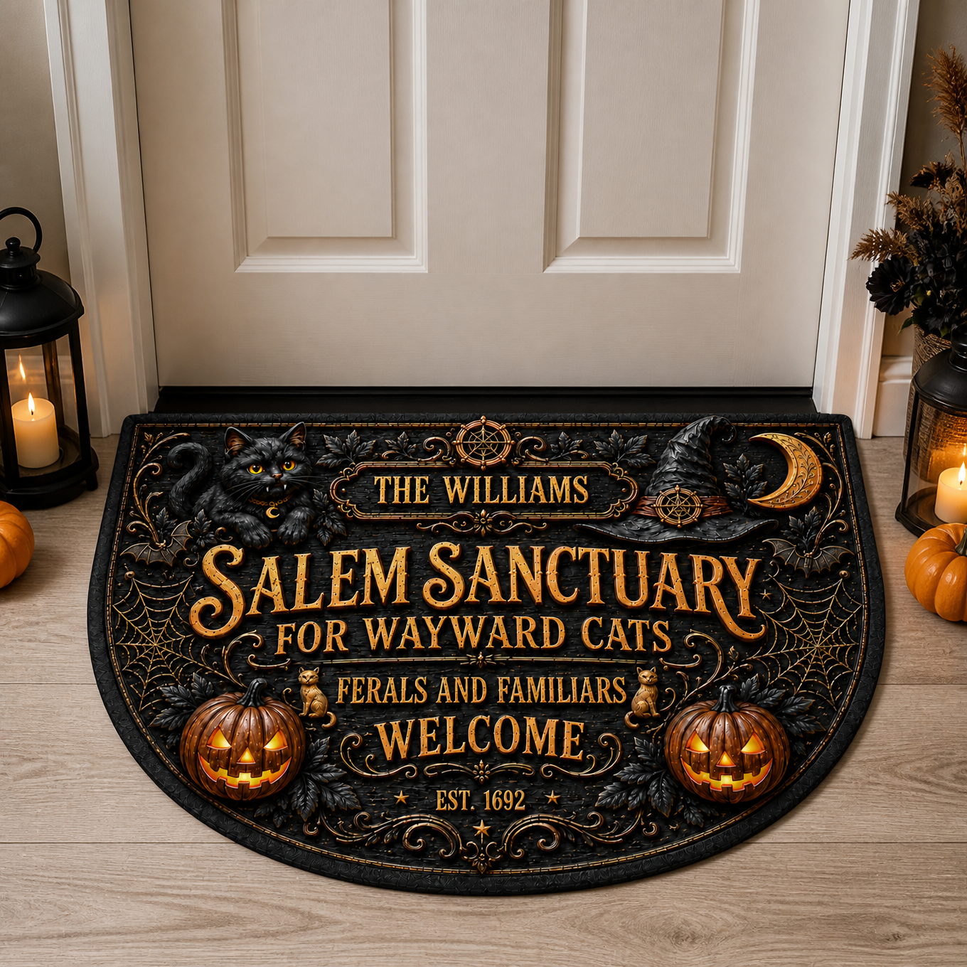 Custom Name Horror Rug, Personalized Spooky Halloween Area Rug, Gift for Horror Fans hn05082026
