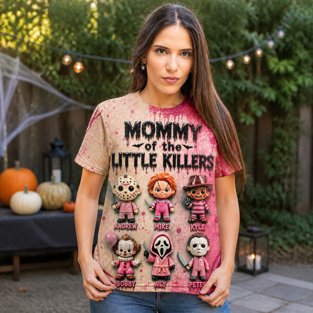 Custom Name Halloween T Shirt, Personalized Horror Mom Shirt, Spooky Gift for Moms hn05082026