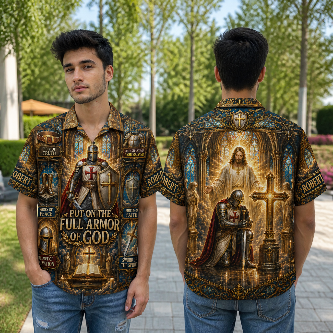 Custom Name Christian Hawaiian Shirt, Personalized Faith Graphic Shirt, Religious Gift for Men hn03082026