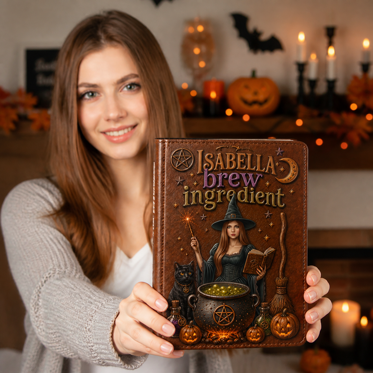 Custom Photo Name Witch Book Plaque, Personalized Magic Book Decor, Gift for Witch Lovers and Fantasy Fans hn27082026