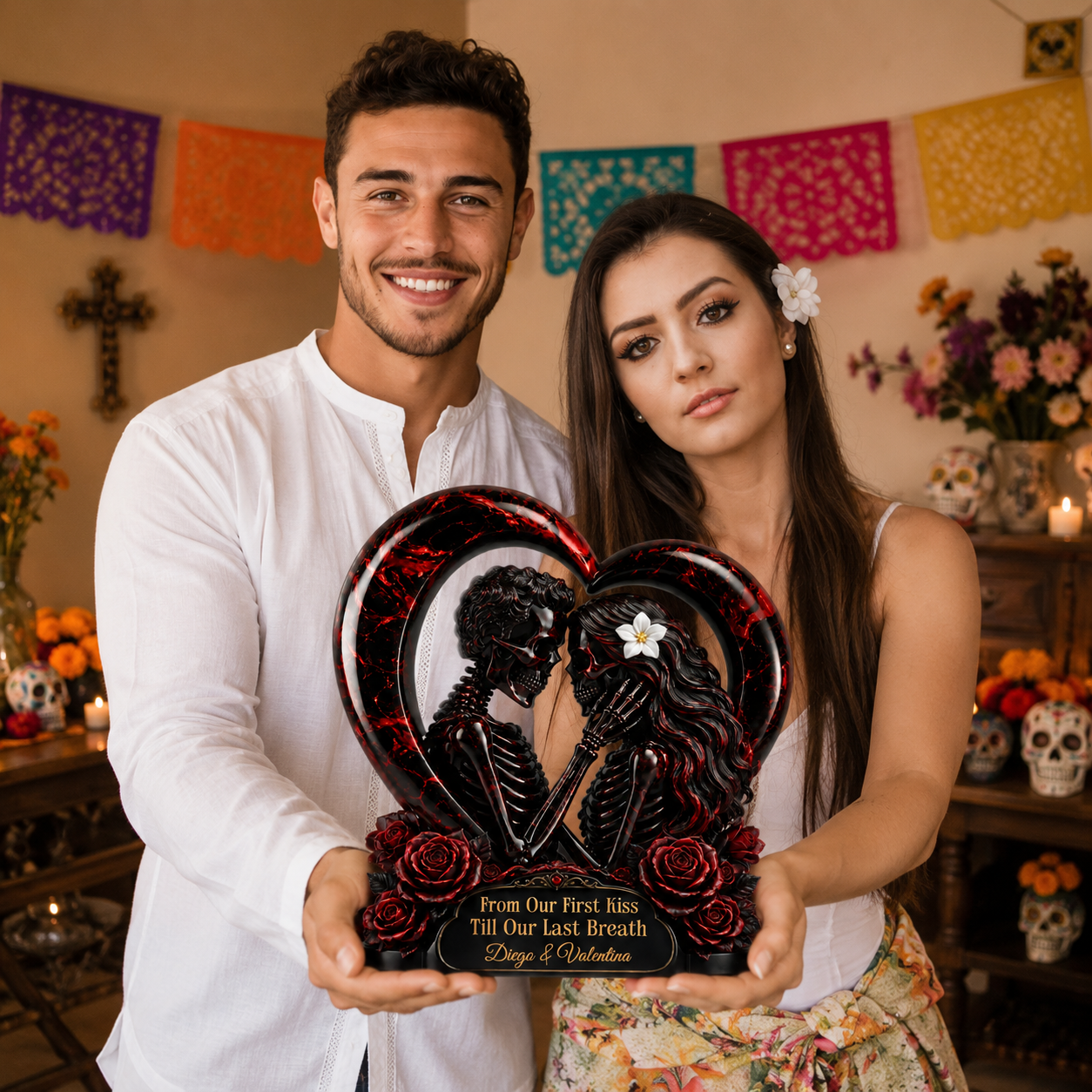 Custom Couple Photo Name Heart Plaque, Personalized Romantic Love Decor, Gift for Couples hn25082026
