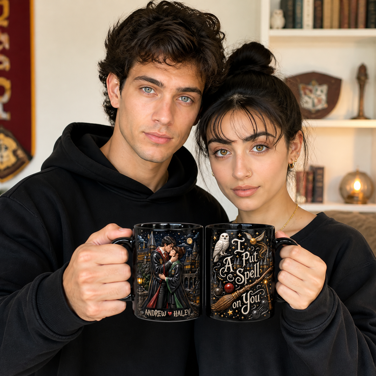 Custom Photo Name Magic Couple Mug, Personalized Fantasy Love Cup, Gift for Fantasy Fans hn03082026