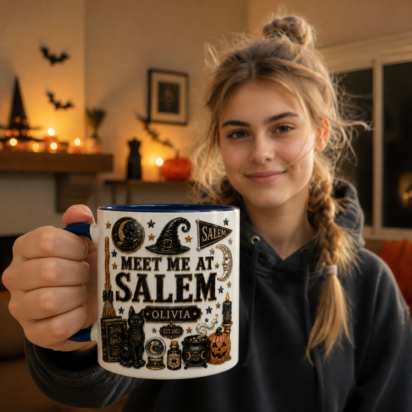 Custom Name Witch Mug, Personalized Magic Coffee Cup, Halloween Gift for Witch Fans hn04082026