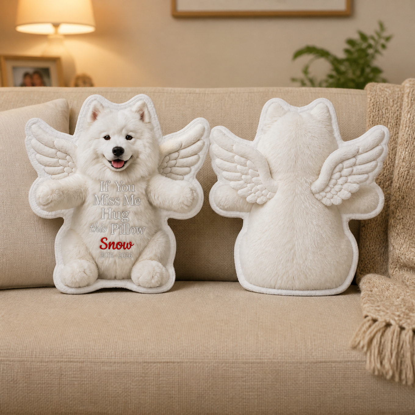 Custom Photo Name Pet Memorial Pillow, Personalized Angel Pet Cushion, Gift for Pet Lovers hn05082026