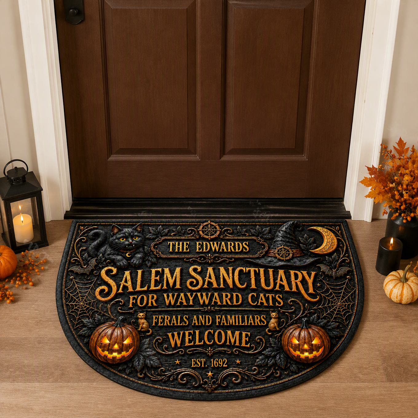 Custom Name Horror Rug, Personalized Spooky Halloween Area Rug, Gift for Horror Fans hn05082026