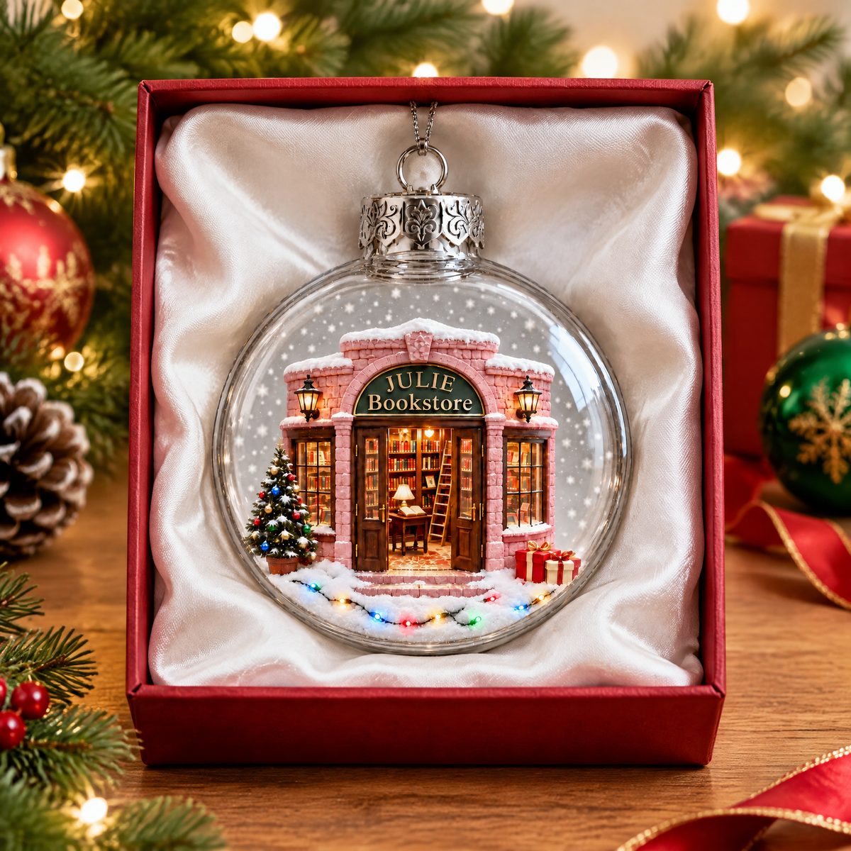 Custom Bookstore Christmas Ornament With Name, Personalized Book Lover Holiday Keepsake, Gift for Readers and Book Lovers hn07102026