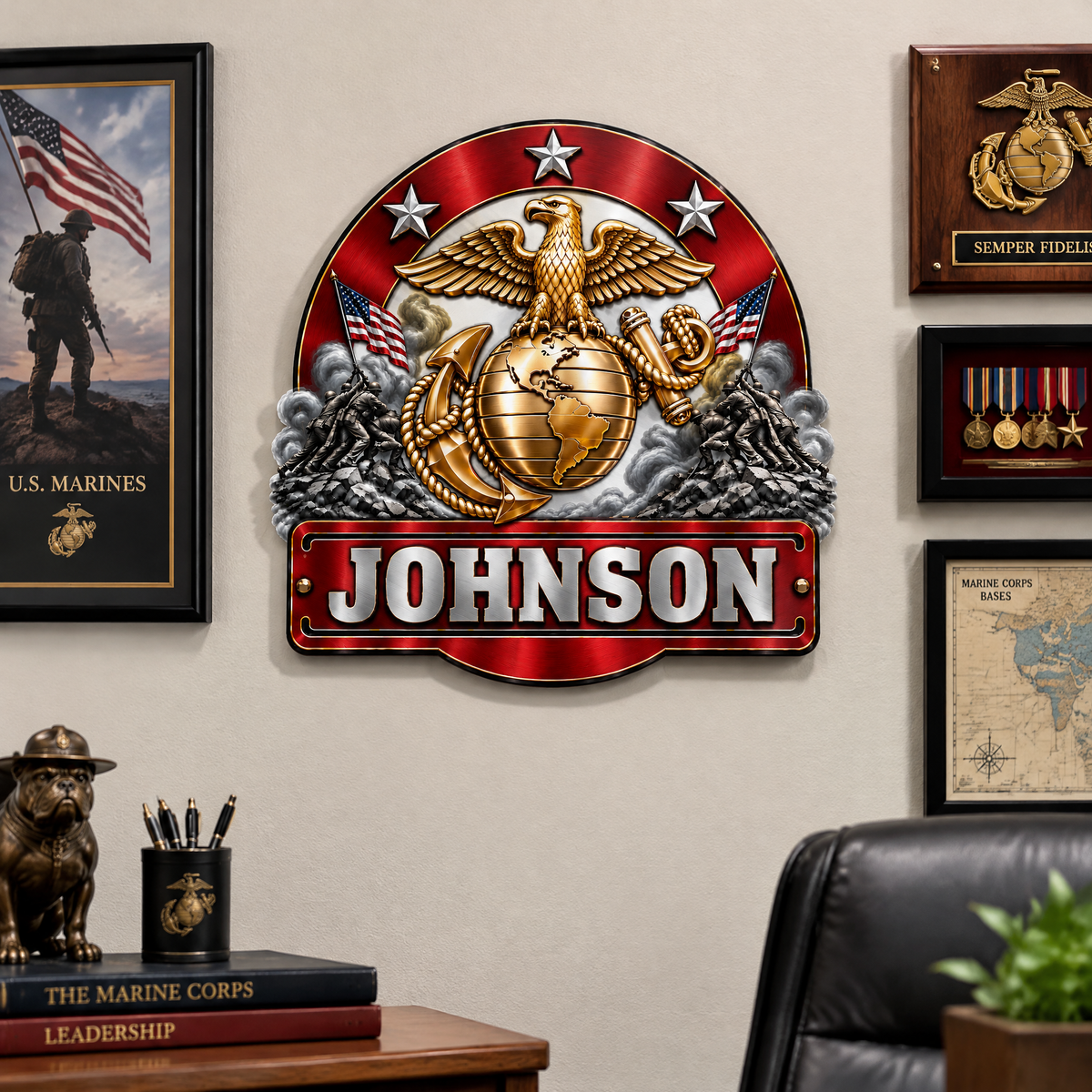 Custom Military Metal Sign With Name, Personalized Armed Forces Wall Decor, Gift for Soldiers, Veterans and Military Families hn08102026