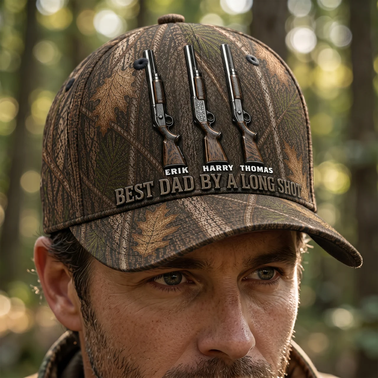 Custom Kids Names Hat for Dad, Best Dad by a Long Shot Cap, Personalized Hunting Dad Hat, Gift for Dad, Father’s Day Cap