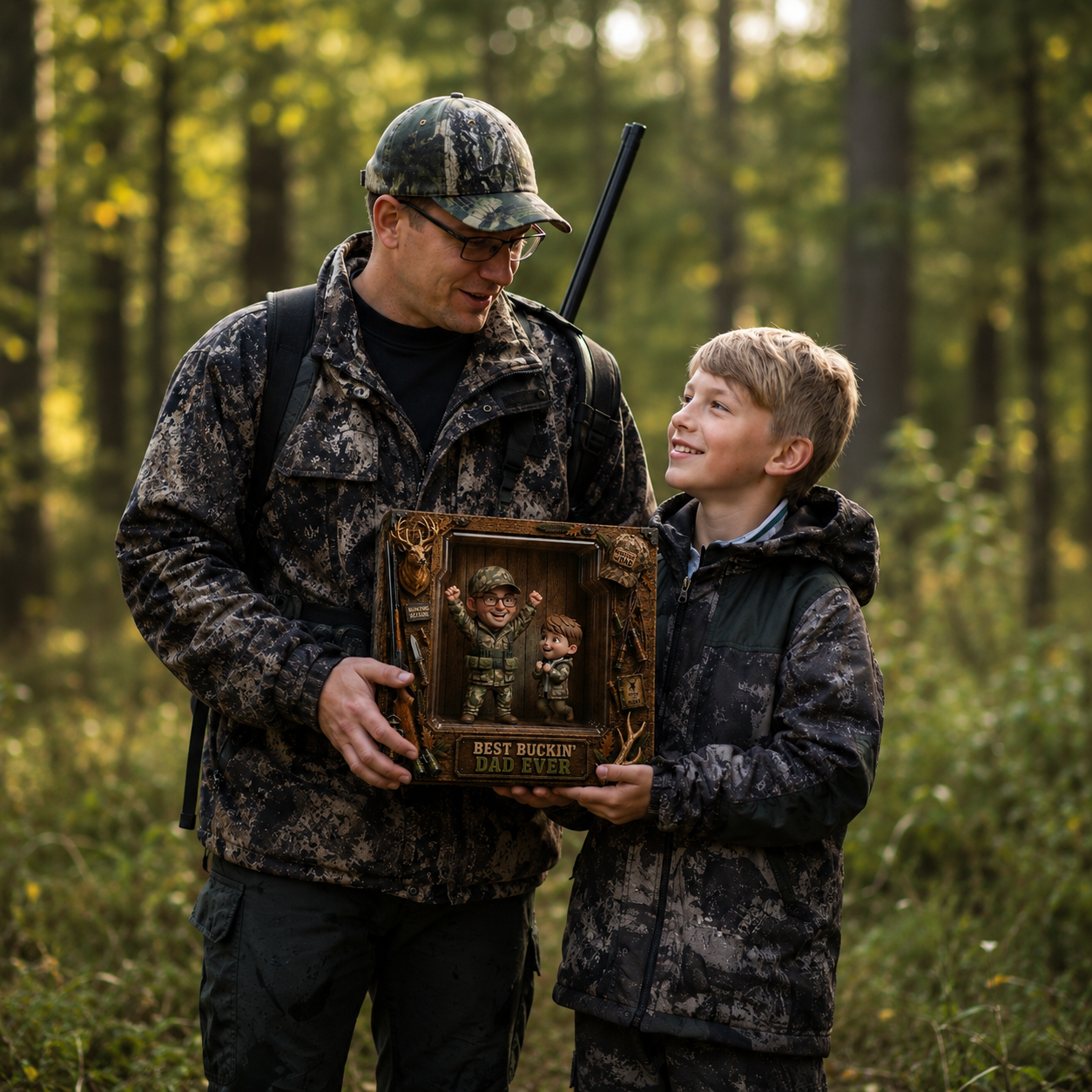 Custom Hunting Dad Photo Plaque – Personalized Hunter Gift for Dad – Best Buckin’ Dad Ever Plaque