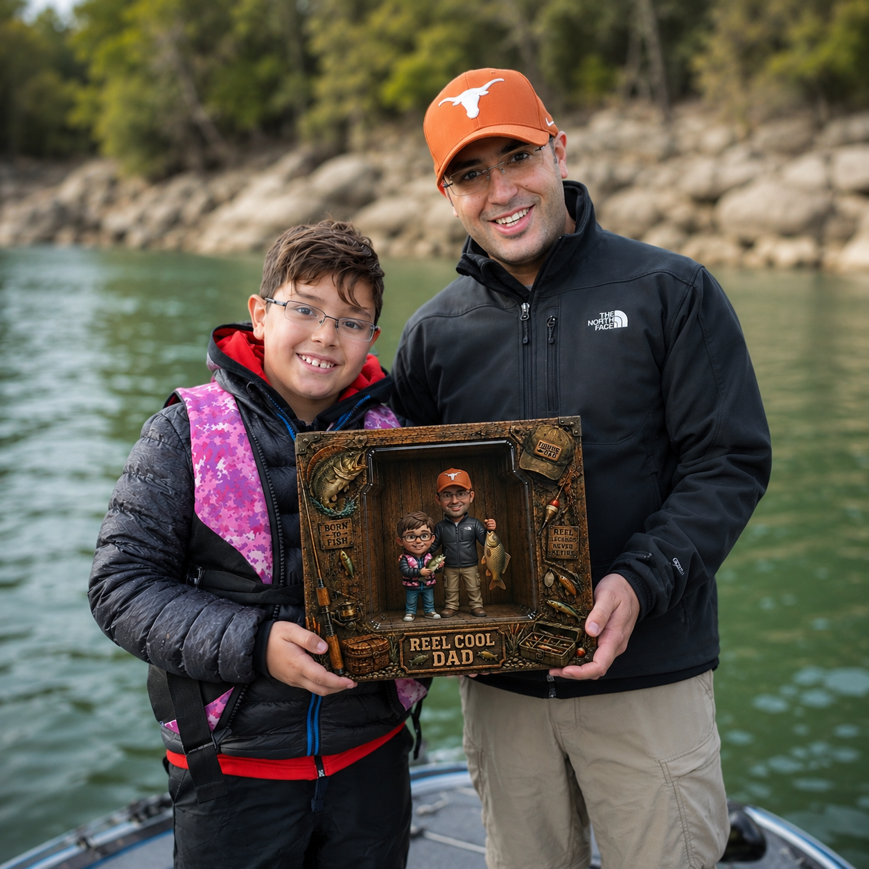 Custom Photo Fishing Plaque for Dad, Personalized Reel Cool Dad Wooden Plaque, Custom Father & Son Fishing Gift, Fishing Lover Gift for Dad, Birthday Father’s Day Keepsake