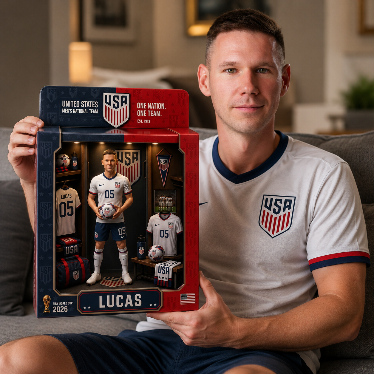 Custom Photo Pro Soccer Locker Room Box Plaque - Personalized National Team Fan Keepsake Gift